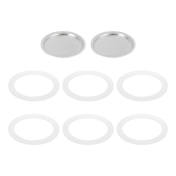 Uxcell Stovetop Espresso Maker Parts 1 Filter and 6 Silicone Gasket Seals 56x49x4mm for 3-Cup Mocha Coffee Maker Pot