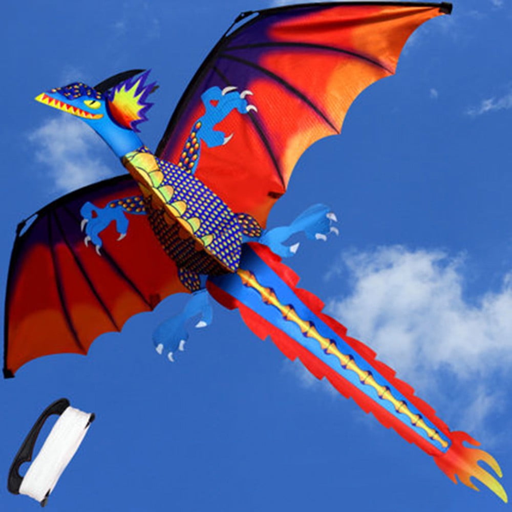 3D Dragon Kite Single Line With Tail Family Outdoor Sports Toy Children Kids，Outdoor Games
