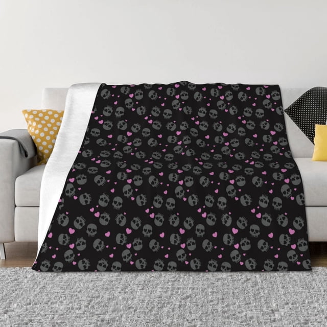 Balery Cool Skull Love Manta de Franela con Dibujo, Lujo Ultra Suave y Cálido, Antipelusa y Resistente a las Arrugas para Cama, Sofá, Camping -50"x40"