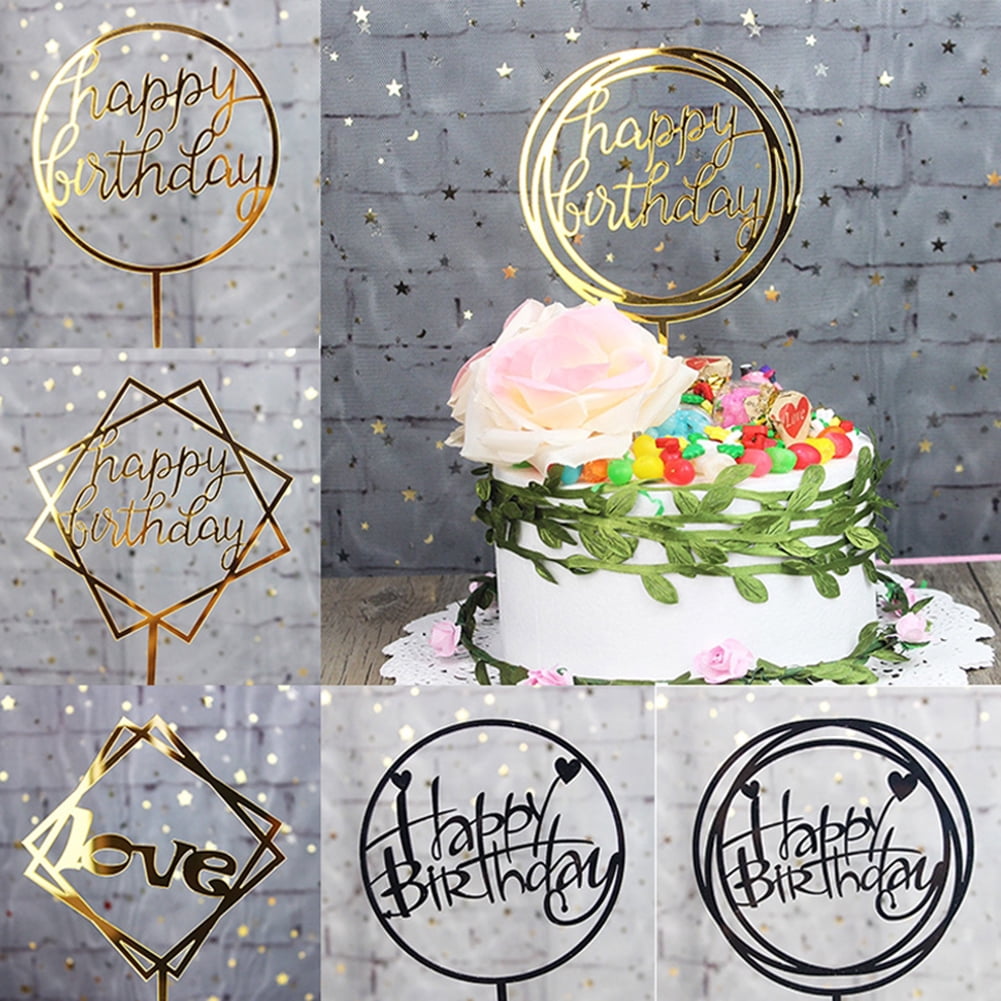 Cake Topper Party Decoration Love Heart Wedding Acrylic Cupcake Topper 1PC