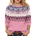 thumbnail image 6 of Fair Isle Knit Sweater for Women Lightweight Slim Fit Pullover Fall Winter Cute Casual Fashion Tops XL, 6 of 7