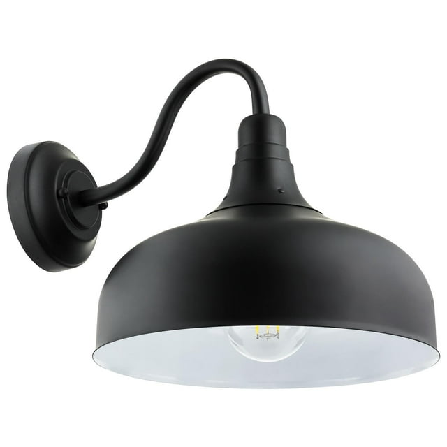 Sunlite 46067-SU Gooseneck Rustic Barn Light Fixture, Wall Mount, Medium Base (E26) Socket, Standard A19 Bulb Required (60W Max), 12 Inch, Indoor and Outdoor Use, UL Listed Wet Location, Black