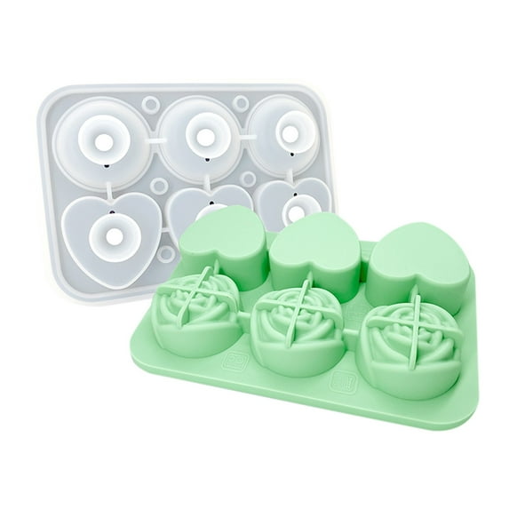 Kokovifyves 2023 New Ice Cubes Maker,6 Hole Ice Cubes Molding Ice Box Small Household Refrigerator Easy-Release Ice Lattice with Cover Silicone Ice Lattice