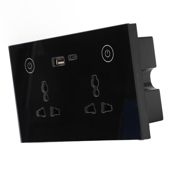 Sonew Smart Wall Outlet, Black and White Optional AC 95-250V Touch Light Switch Smart Plug with Voice Control USB and Type C, Smart Electrical Outlet for Smart Home Office Hotel