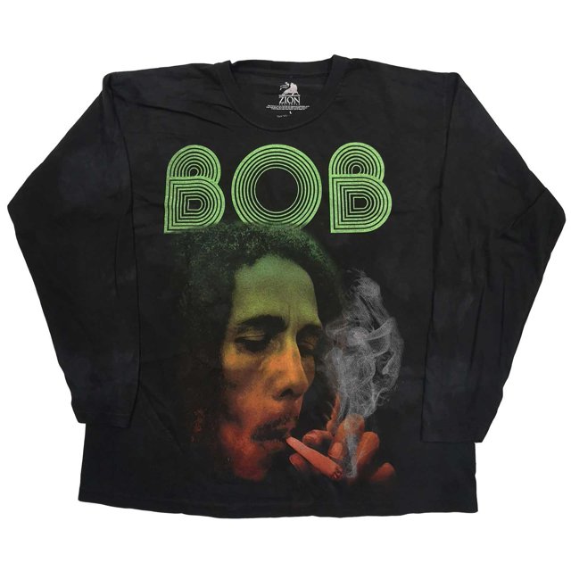 Bob Marley - Camiseta Smoke Gradient de Manga Larga para Adultos Unisex (Negro)