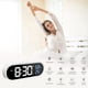 thumbnail image 2 of Reloj despertador digital con espejo, reloj digital LED, pantalla grande de hora, temperatura y humedad, 40 tonos de llamada, carga USB, reloj despertador blanco, 2 of 5