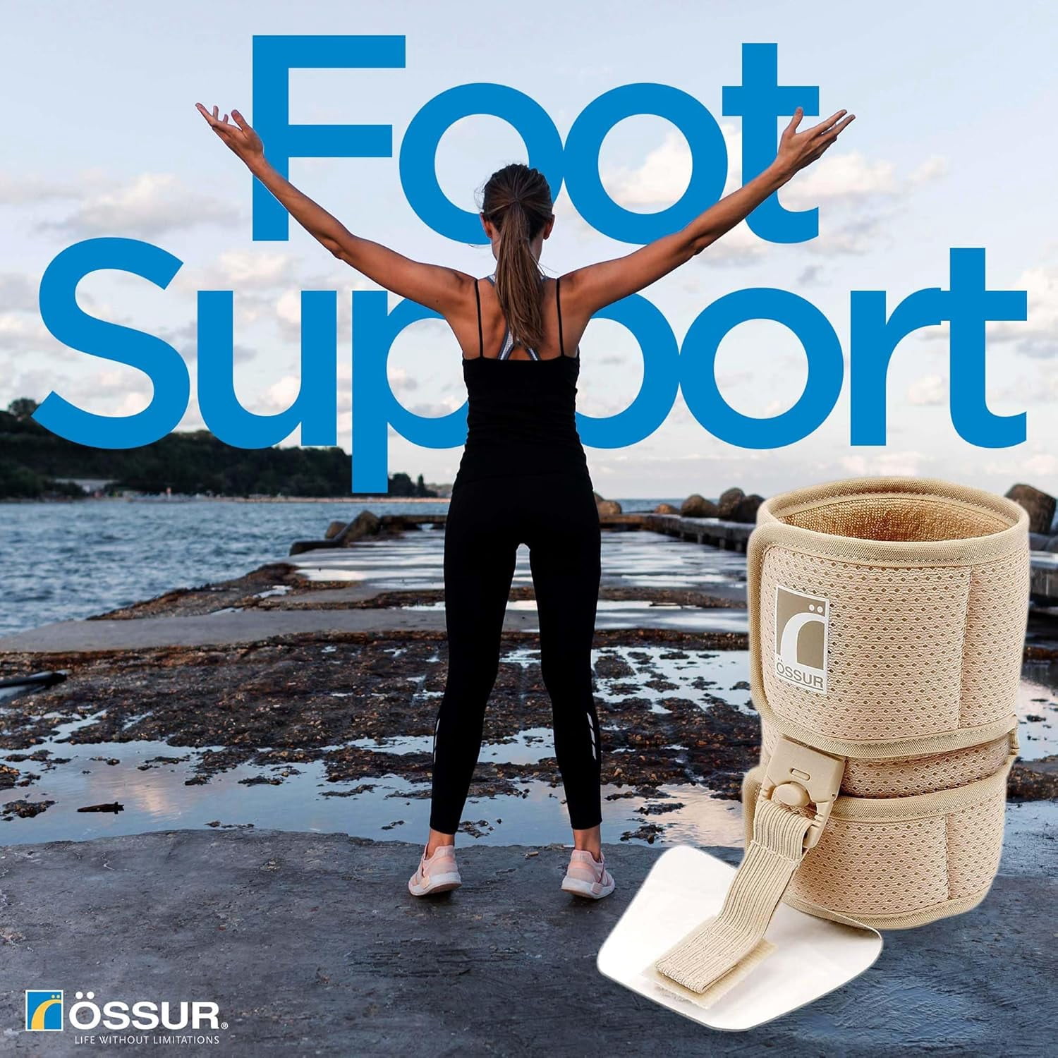 Ossur Ankle Brace, Foot Brace | AFO Foot Drop Brace for Drop Foot Support | Lightweight, Adjustable Wrap for All-Day Comfort | Breathable Material for All Day Walking (Beige, X-Large)