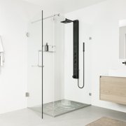 VIGO Bowery 58 in. H x 5 in. W 4-Jet Shower Panel System with Square Rainhead, Tub Filler and Hand Shower Wand in Matte Black