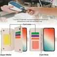 thumbnail image 5 of Allytechgroup Wallet Case for Samsung Galaxy S24, RFID Blocking Shoulder Strap Hand Wrist Zipper Pocket Cards Slots Stand Protective Anti-Scratch Galaxy S24 Case for Women Girls,White, 5 of 10