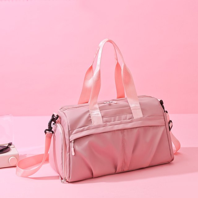 Bolsa De Viaje Bolso de deporte plegable con compartimento para zapatos de bolsillo húmedo y seco (rosa)