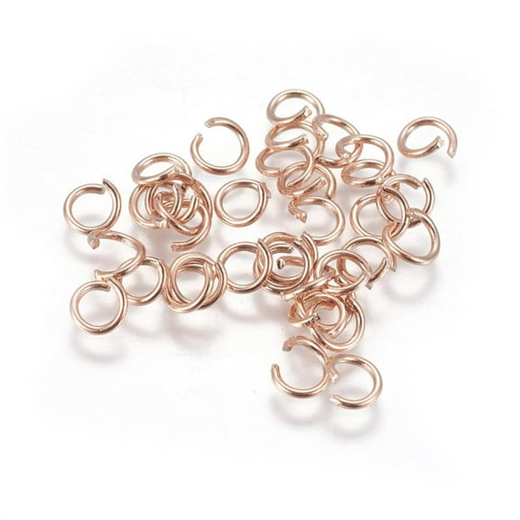 200pcs PVD Vacuum Plating 304 Stainless Steel Open Jump Rings Rose golden 21 Gauge 4x0.7mm Inner Diameter: 2.4mm