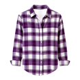 thumbnail image 4 of Womens Tshirt Stretchy Plaid Long Sleeve Collared Button Down Shirt Lounge Casual Womens Tees, 4 of 5