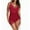 Wine, variant on WREESH Women's Mesh Swim Dress One Piece Swimsuit Tummy Control V-Neck Bathing Suit with Adjustable Side Drawstring & Upf 5+ Olive Green
