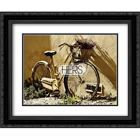 206 Matt - Her Bicycle 2x Matted 24x20 Black Ornate Framed Art Print by Hogan, Melody