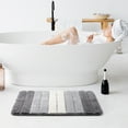 thumbnail image 2 of REGALWOVEN Microfiber Striped Bathroom Rugs, Shaggy Soft Thick and Absorbent Bath Mat Light Gray 20"x31", 2 of 8