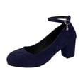 thumbnail image 4 of Women’s Slingback Pumps Block Heels Pointed Toe with Ankle Strap Elegant Closed Toe Dress Shoes for Wedding Evening Blue Size 9, 4 of 4