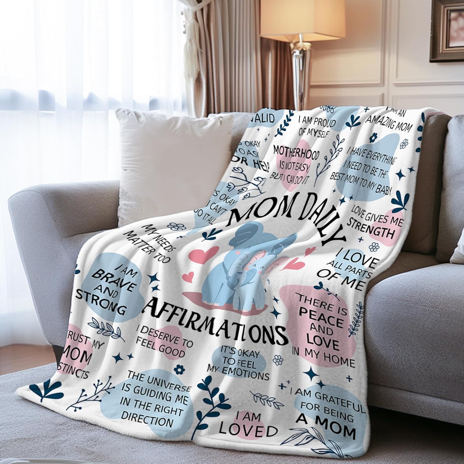 New Mom Gifts for Women, New Mom Blanket, Gifts for New Mom with Mom Daily Affirmations Messages, First Time Mom Gifts Ideas, New Mom Care Gift After Baby, New Pregnancy Gifts for Mom