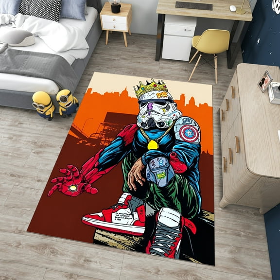 Dreammotif Colorful Modern Stormtrooper Rug, Large Area Rugs For Living Room, Bedroom Decor For Teens, Game Room Decor, Big Rugs For Bedroom