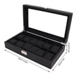 thumbnail image 3 of Caja De Cuero Para Reloj Con 12 Ranuras, Vitrina Organizadora, Almacenamiento De Joyería De Alta , Color Negro, 3 of 7