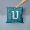 thumbnail image 2 of Monogram Letter Sea Doodles Alphabet Fabric Decorative Pillow, 2 of 4