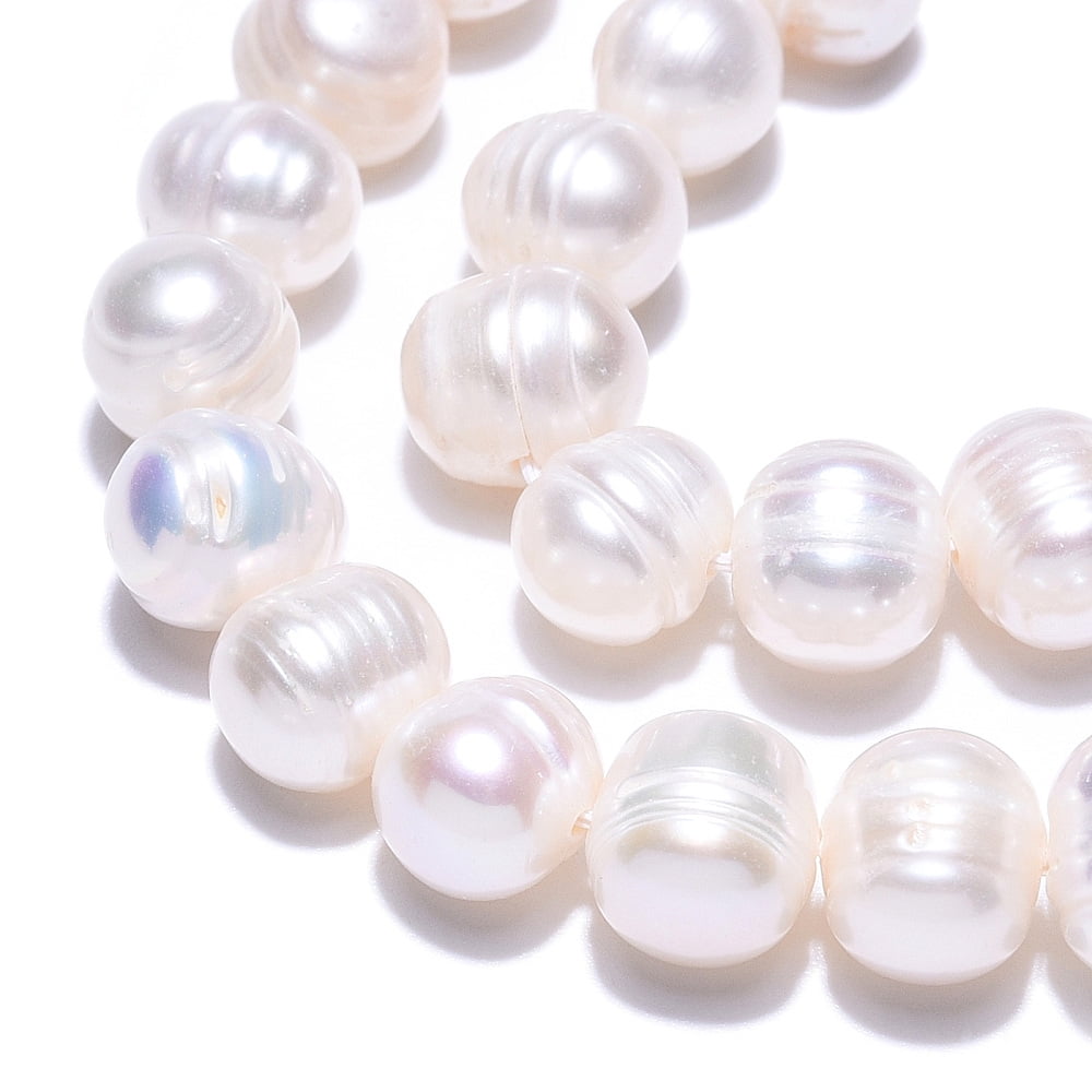 5 Strand Natural Cultured Freshwater Pearl Beads Strands Potato Creamy White 7.5~10x6.5~8.5mm Hole: 0.7mm about 45~46pcs/strand 13.78~13.98 inch(35~35.5cm)