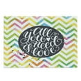 thumbnail image 1 of Saying Cutting Board, Cursive All You Need is Love Written in Round on Watercolor Vivid Chevron Backdrop, Decorative Tempered Glass Cutting and Serving Board, in 3 Sizes, by Ambesonne, 1 of 2