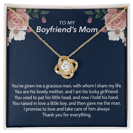 Boyfriend’S Mom Beautiful Necklace Message Card and Box White Love Knot Necklace