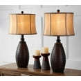 thumbnail image 2 of SAFAVIEH Santa 28 in. Brown Resin Table Lamp with Beige Polyester Shade, Set of 2, 2 of 7