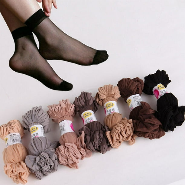 10 pares de medias de tobillo Sexy ultrafinas elásticas sedosas/medias cortas de sedapangjing