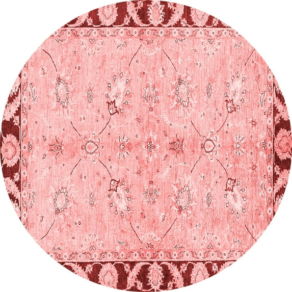 Ahgly Company Machine Washable Indoor Round Oriental Red Traditional Area Rugs, 4' Round