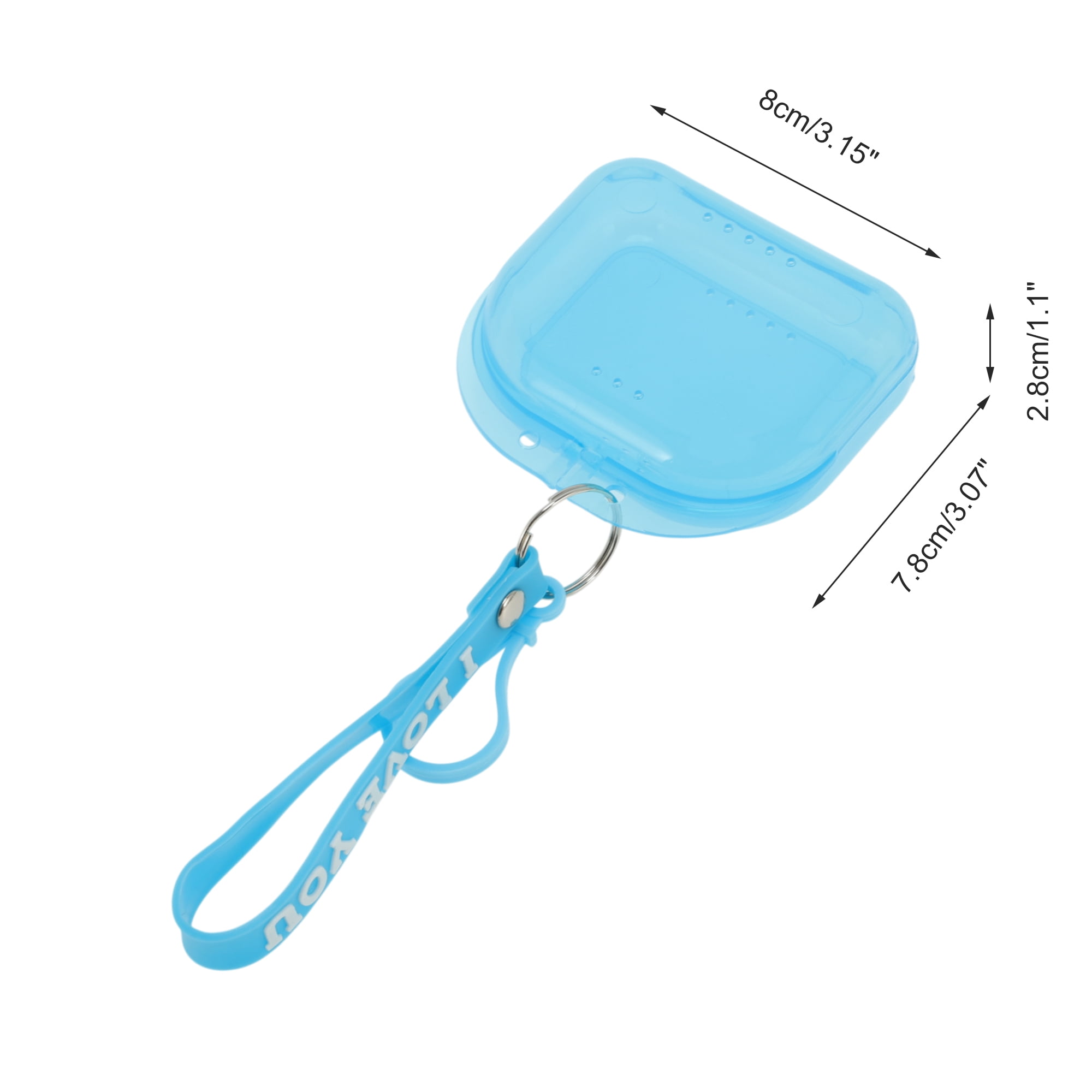Unique Bargains Compact Braces Box with Lanyard 1 Pc Clear, Blue
