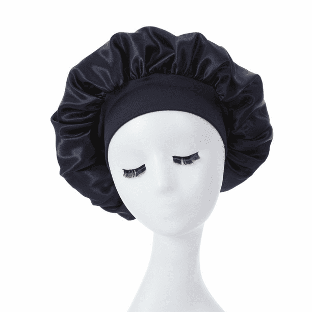 Bonnet de Soie de Bonnet de Satin pour le Sommeil Bonnet de Satin pour les Bonnets de Cheveux pour les Femmes Bonnet de Soie pour les Cheveux Naturels (Bleu Marine)