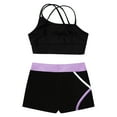 thumbnail image 4 of YONGHS Kids 2 Piece Dance Outfit Criss Cross Back Tank Top with Shorts Gymnastic Tracksuit Lavender 10, 4 of 5