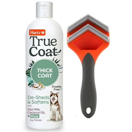 Hartz Furfetcher Deshedder Tool and True Coat Thick Coat Dog Deshed Shampoo