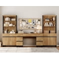 thumbnail image 5 of WAMPAT Home Office Furniture Set: 59in Modern Executive Desk with Charging Station & Drawers and 2 PCS 72in Tall Bookcases with Storage Cabinet, Home Office Furniture for Living Room, Oak, 5 of 16
