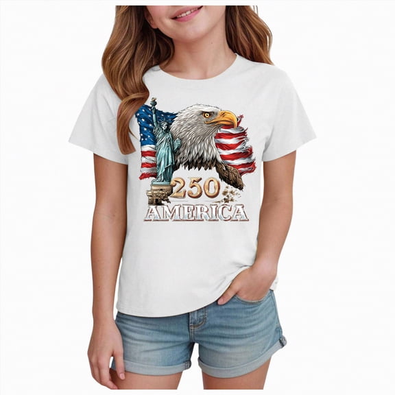 TAmten 250th Anniversary USA Shirt for Boys Girls 250 Years Birthday 1776 July 4th T-Shirt(White,3-4 Years)