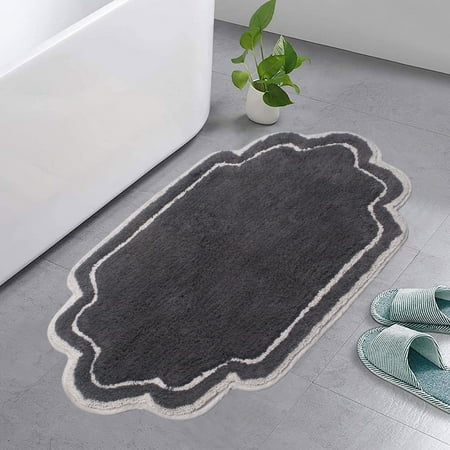 Home Weavers Allure Collection 100% Cotton Tufted and Absorbent Bath Rug  21  x 34  Rectangle  Dark Gray