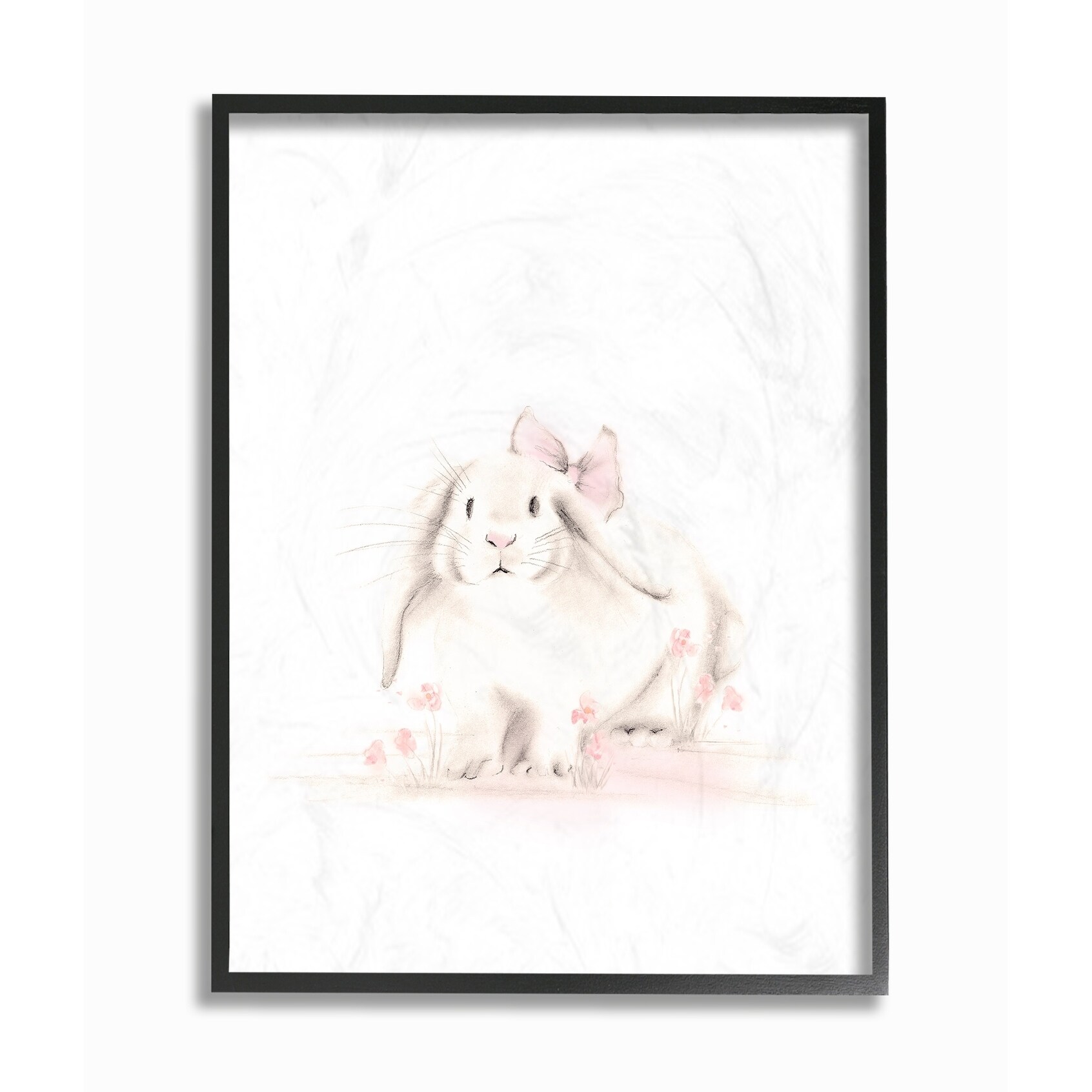 The Kids Room by Stupell Baby Bunny With Pink Bow Framed Giclee Texturized Art, 11 x 1.5 x 14