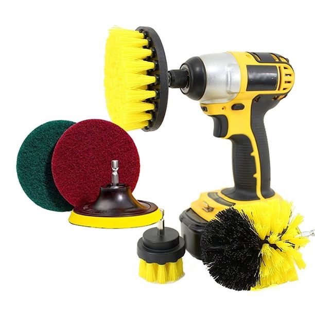Kit de 6 cepillos de limpieza eléctricos para lechada, color amarillo