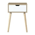 thumbnail image 3 of Side Table With 1 Drawer And Rubber Wood Legs | Mid-Century Modern Storage Cabinet, 3 of 8