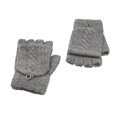 thumbnail image 2 of 1 Paire de Gants d'Hiver Chauds avec Rabat Gants Tricotés Randonnée Extérieure 2-en-1 Mitaines Sans Doigts, Gris, 2 of 8