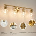 thumbnail image 6 of Gold Vanity Lights for Bathroom 4 Lights Industrial Wall Mounted Over Mirror Wall Lights with Glass Cover, 6 of 7