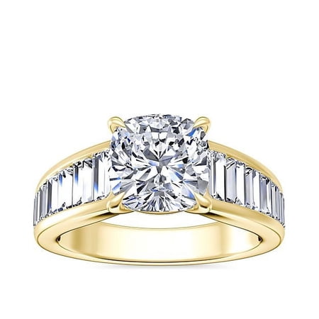 IGI Certified 3.00 Ct Genuine Cushion Cut Lab Grown Diamond (E/VVS2) Solitiare Ring For Bridal Solid 18K Yellow Gold Size 6 by Diamond-Capitals