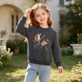 thumbnail image 5 of Spazoro Toddler Girls Cute Graphic Sweatshirts, 100% Cotton Tops Soft & Stretchy Long Sleeve Crew Neck Casual Pullover Shirts for Fall Dark Gray Size 4-5, 5 of 9