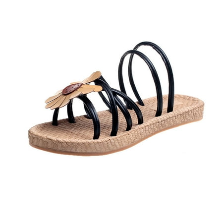 

CBGELRT Slipps Shoes for Women Indoor Walking Casual Shoe Fashion Women Flower Flat Heel Anti Skidding Beach Shoes Sandals Slipperblack Asian Size 40