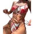 thumbnail image 2 of Bikini con Tanga de perlas para mujer, traje de baño de una pieza con espalda descubierta, Micro bañador Sexy de piel sintética, color azul, 2024, 2 of 4