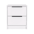 thumbnail image 3 of Modern White Particle Board Nightstand with 2 Drawers, 18" H, Smooth Metal Hardware, Perfect for Bedroom or Living Room Decor, 3 of 6