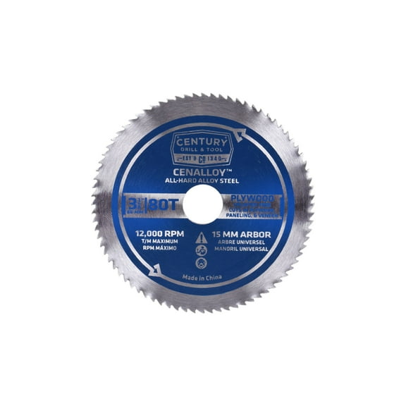 Century Drill & Tool 08236 Cenalloy Plywood Circular Saw Blade 3-3/8" by 80T