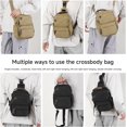 thumbnail image 5 of Canvas Sling Bag, Crossbody Backpack with Multiple Pockets, Khaki (Khaki), 5 of 6