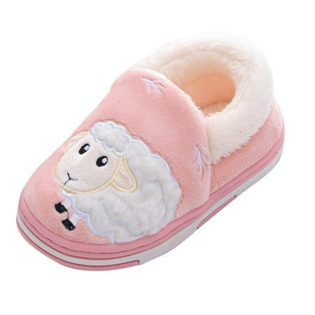 

nsendm Girls Shoes Youth Size 3 Childrens Girl Cotton Slippers Cute Embroidery Lamb Cartoon Warm Girls Canvas Shoes Shoes Pink 2 Years